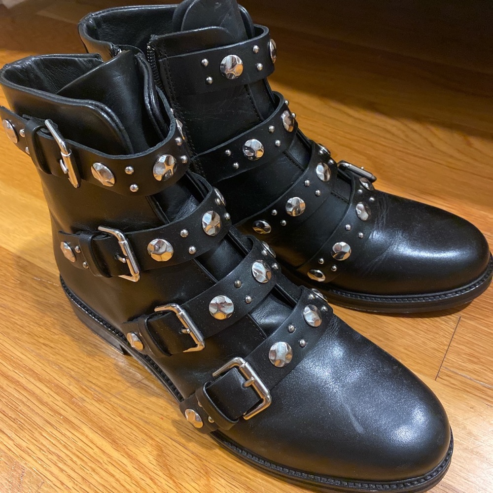 Maje black multi strap leather boots!
